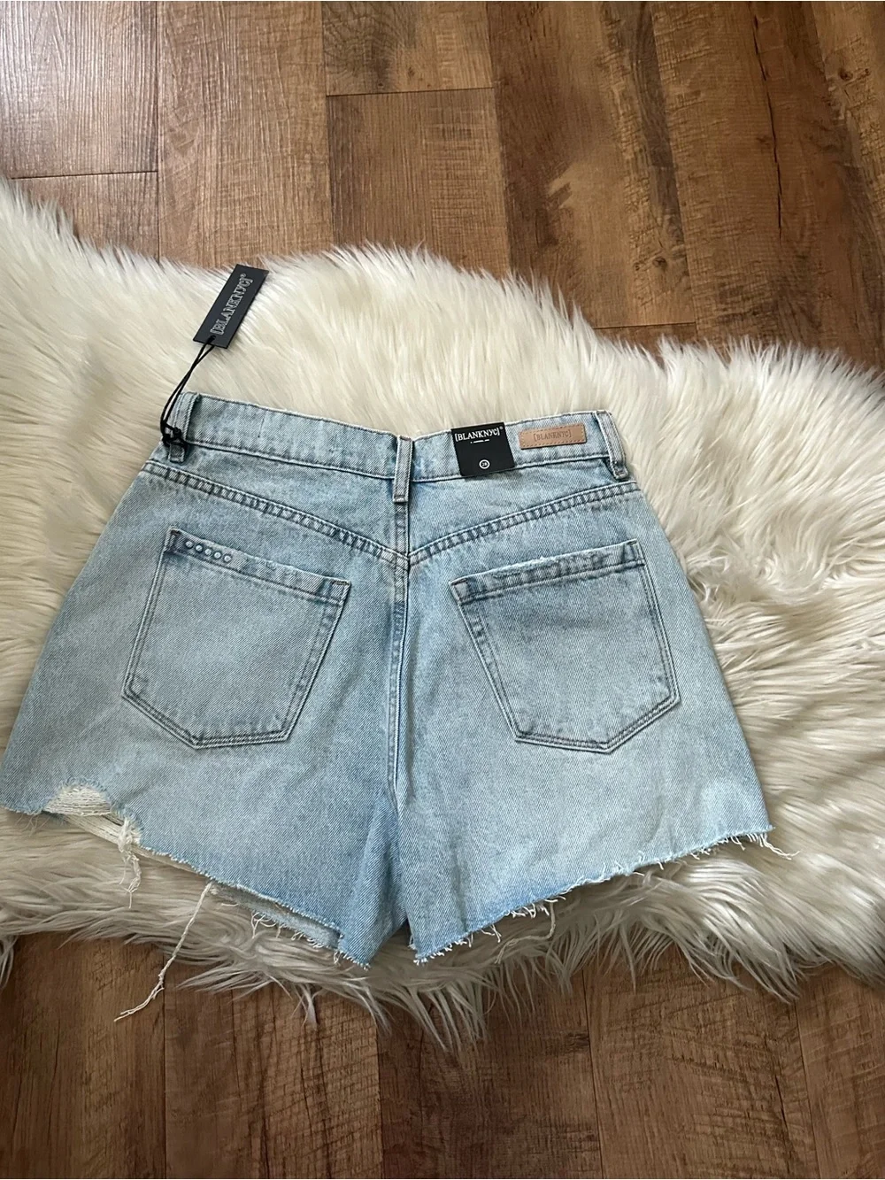 BLANK NYC Rhinestone Shorts In Denim Light